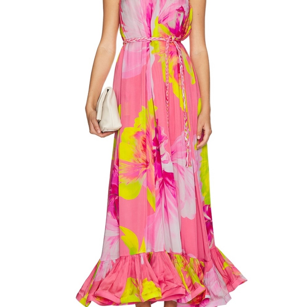 Floral Pink and Yellow Maxi Dress